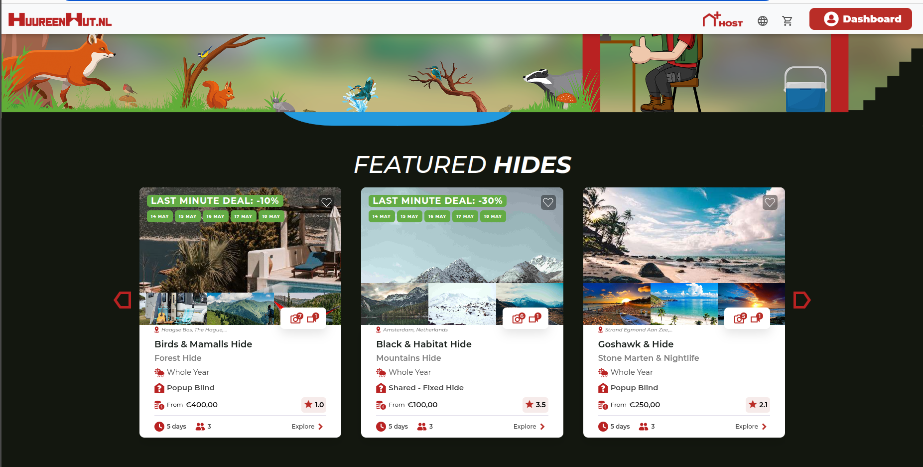 Hides Booking Platform Screenshot